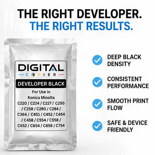 Digital Copier Konica Minolta Developer Black Powder for Photocopier Machine | Compatible in C220 C364 C458 C558 C658 C754 | Premium Quality | Value Price