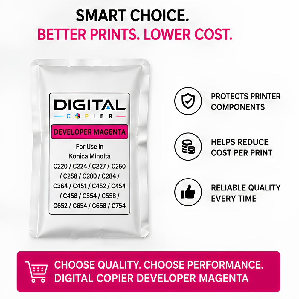 Digital Copier Konica Minolta Developer Magenta Powder for Color Copier Printing | High Yield Premium Quality Compatible in C220 C227 C368 C454 C554 C658 | Best Value Price
