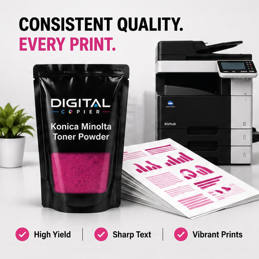 Digital Copier Konica Minolta Magenta Toner Powder | Compatible in C220 C364 C458 C558 C658 Series | Black Foil Pouch Pack | Premium Quality | Value Price