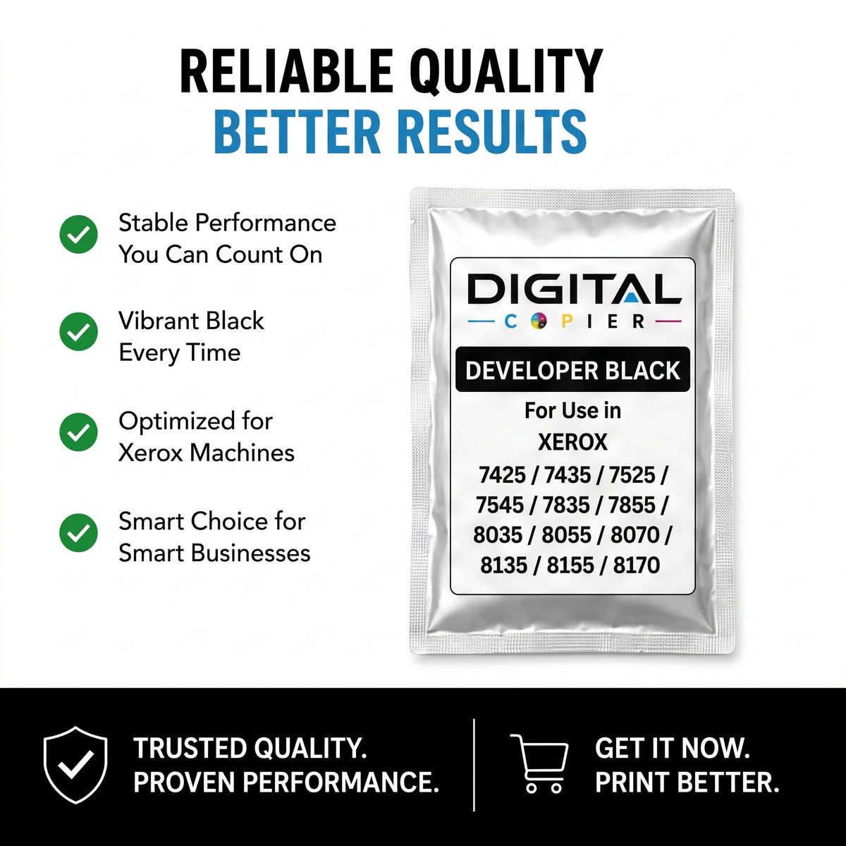 Digital Copier Xerox Black Developer Powder | OEM 675K67520 | Compatible in WorkCentre 7425 7830 7855 C7020 C8030 | Durable Quality | Value Price