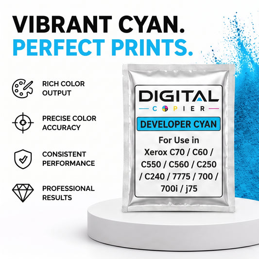Digital Copier Xerox Cyan Developer Powder | Compatible in Color C60 DCP770 DC250 J75 C75 550 | OEM Quality Developer Powder | Durable Quality | Value Price