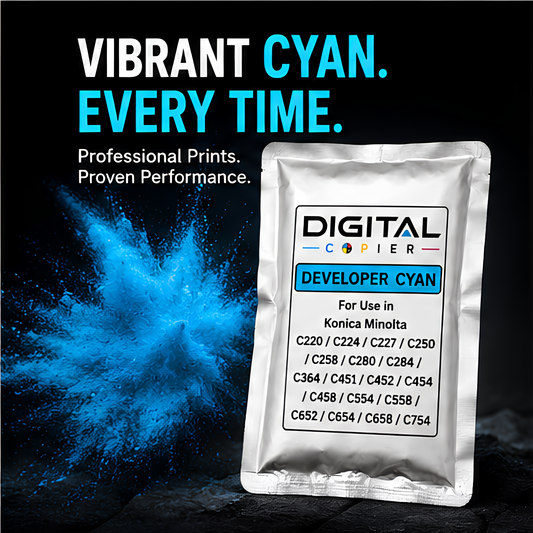 Digital Copier Konica Minolta Cyan Developer Powder for Photocopier Printing | Compatible in C220 C227 C364 C458 C658 Series | High Yield Performance | Premium Quality | Best Price