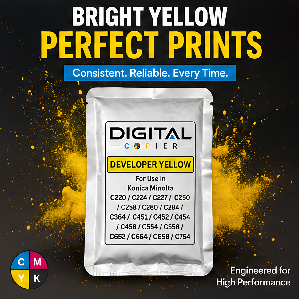 Digital Copier Konica Minolta Yellow Developer Powder for Copier Printing | Compatible in C220 C227 C368 C458 C554 C658 | Premium Quality | Best Price