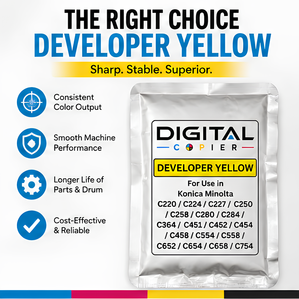 Digital Copier Konica Minolta Yellow Developer Powder for Copier Printing | Compatible in C220 C227 C368 C458 C554 C658 | Premium Quality | Best Price