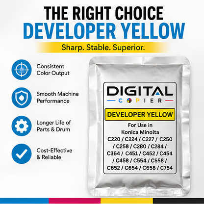 Digital Copier Konica Minolta Yellow Developer Powder for Copier Printing | Compatible in C220 C227 C368 C458 C554 C658 | Premium Quality | Best Price