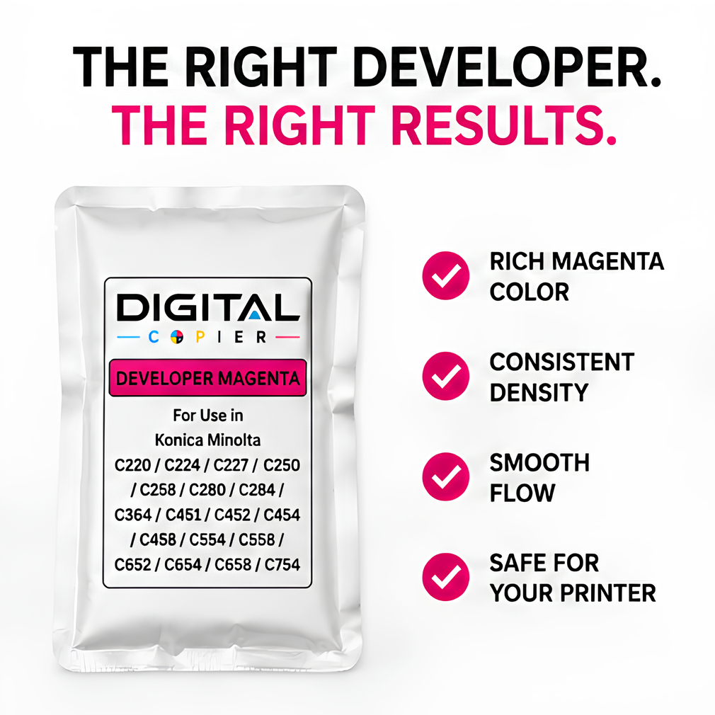 Digital Copier Konica Minolta Developer Magenta Powder for Color Copier Printing | High Yield Premium Quality Compatible in C220 C227 C368 C454 C554 C658 | Best Value Price