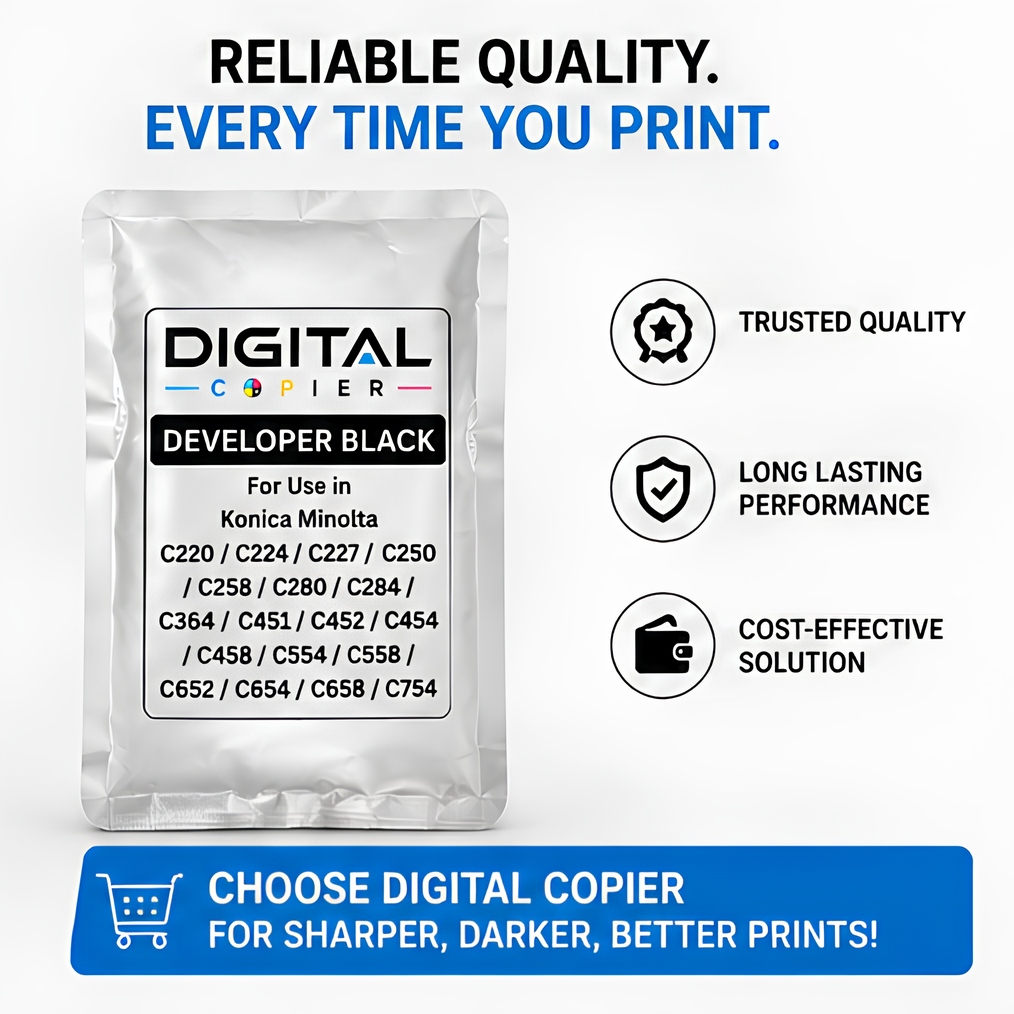 Digital Copier Konica Minolta Developer Black Powder for Photocopier Machine | Compatible in C220 C364 C458 C558 C658 C754 | Premium Quality | Value Price