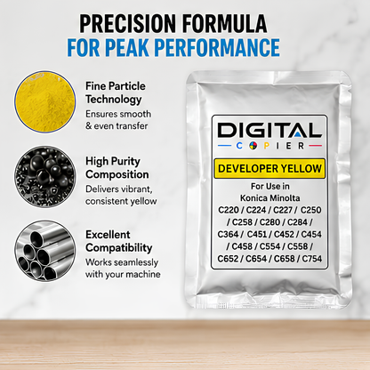 Digital Copier Konica Minolta Yellow Developer Powder for Copier Printing | Compatible in C220 C227 C368 C458 C554 C658 | Premium Quality | Best Price