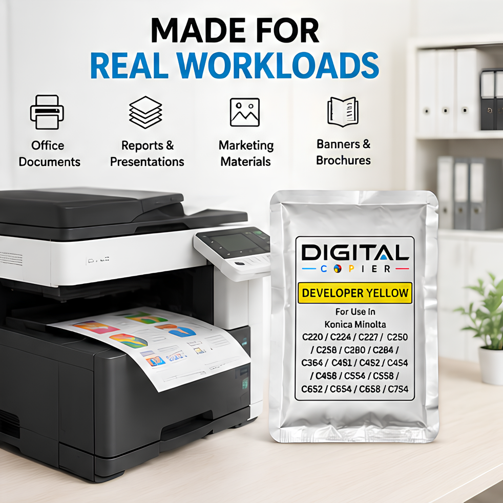 Digital Copier Konica Minolta Yellow Developer Powder for Copier Printing | Compatible in C220 C227 C368 C458 C554 C658 | Premium Quality | Best Price