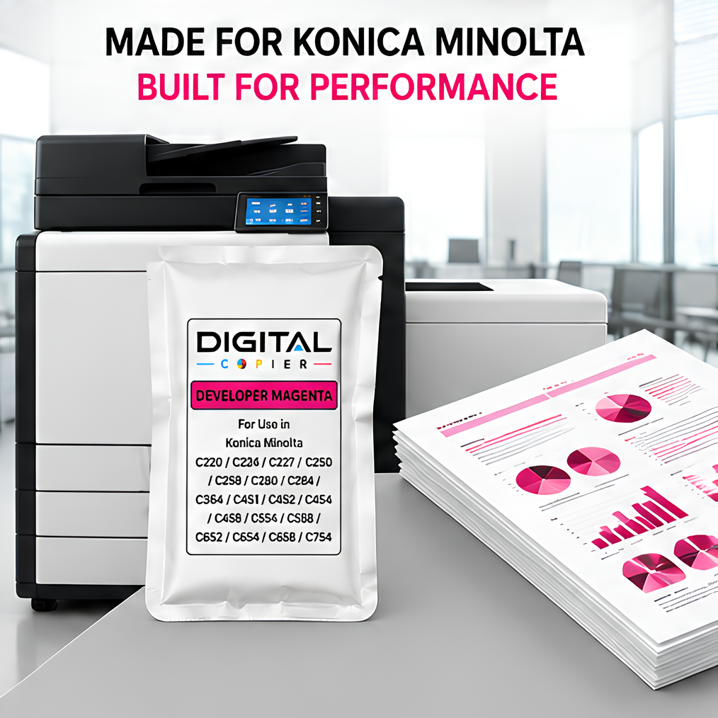 Digital Copier Konica Minolta Developer Magenta Powder for Color Copier Printing | High Yield Premium Quality Compatible in C220 C227 C368 C454 C554 C658 | Best Value Price