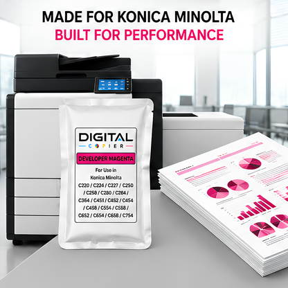 Digital Copier Konica Minolta Developer Magenta Powder for Color Copier Printing | High Yield Premium Quality Compatible in C220 C227 C368 C454 C554 C658 | Best Value Price