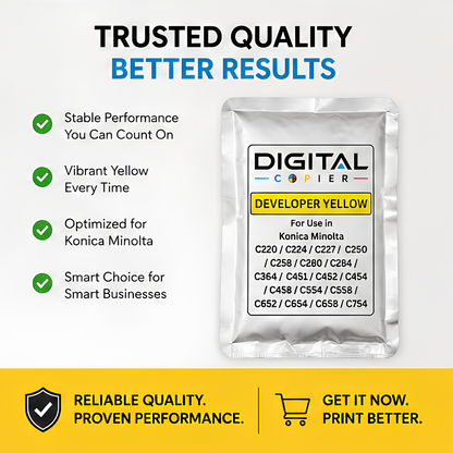 Digital Copier Konica Minolta Yellow Developer Powder for Copier Printing | Compatible in C220 C227 C368 C458 C554 C658 | Premium Quality | Best Price