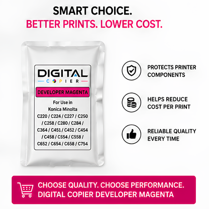 Digital Copier Konica Minolta Developer Magenta Powder for Color Copier Printing | High Yield Premium Quality Compatible in C220 C227 C368 C454 C554 C658 | Best Value Price