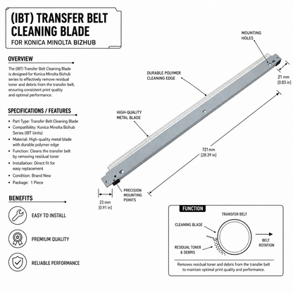 Digital Copier IBT Cleaning Blade for Konica Minolta | Compatible C220 C287 C364 C454 C554 C658 | Durable Quality | Value Price