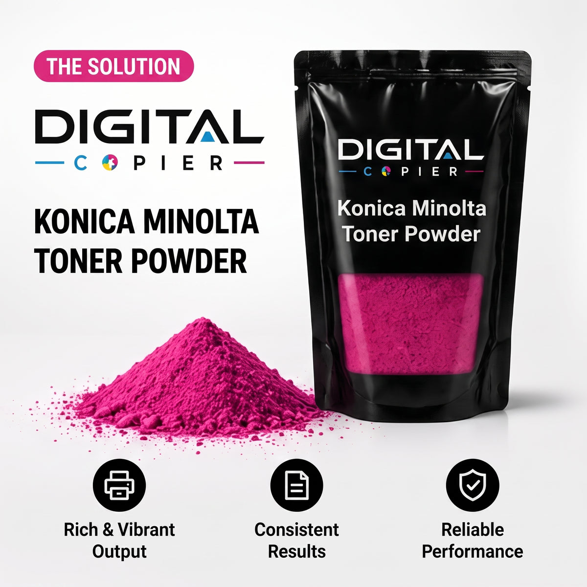 Digital Copier Konica Minolta Magenta Toner Powder | Compatible in C220  C364 C458 C558 C658 Series | Black Foil Pouch Pack | Premium Quality | Value Price