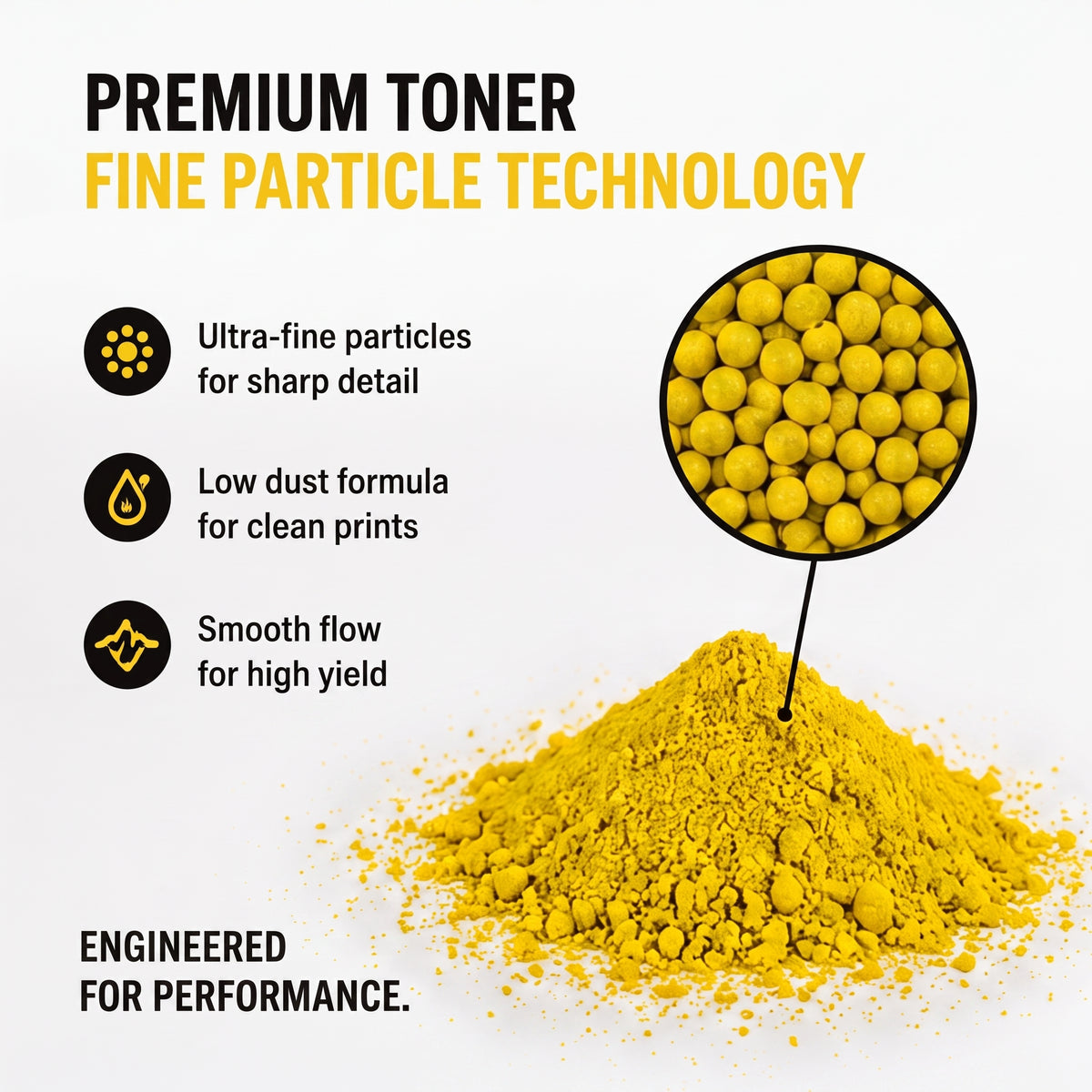 Digital Copier Konica Minolta Yellow Toner Powder | Compatible in C220 C364 C458 C558 C658 Series | Black Foil Pouch Pack | Premium Quality | Value Price