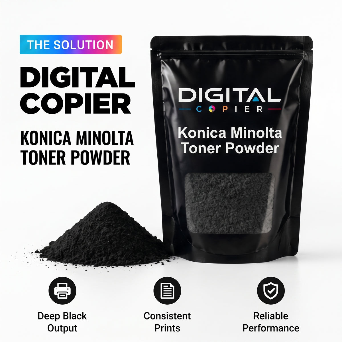 Digital Copier Konica Minolta Black Toner Powder | Compatible in C220 C308 C364 C458 C558 C658 Series | Black Foil Pouch Pack | Premium Quality | Value Price