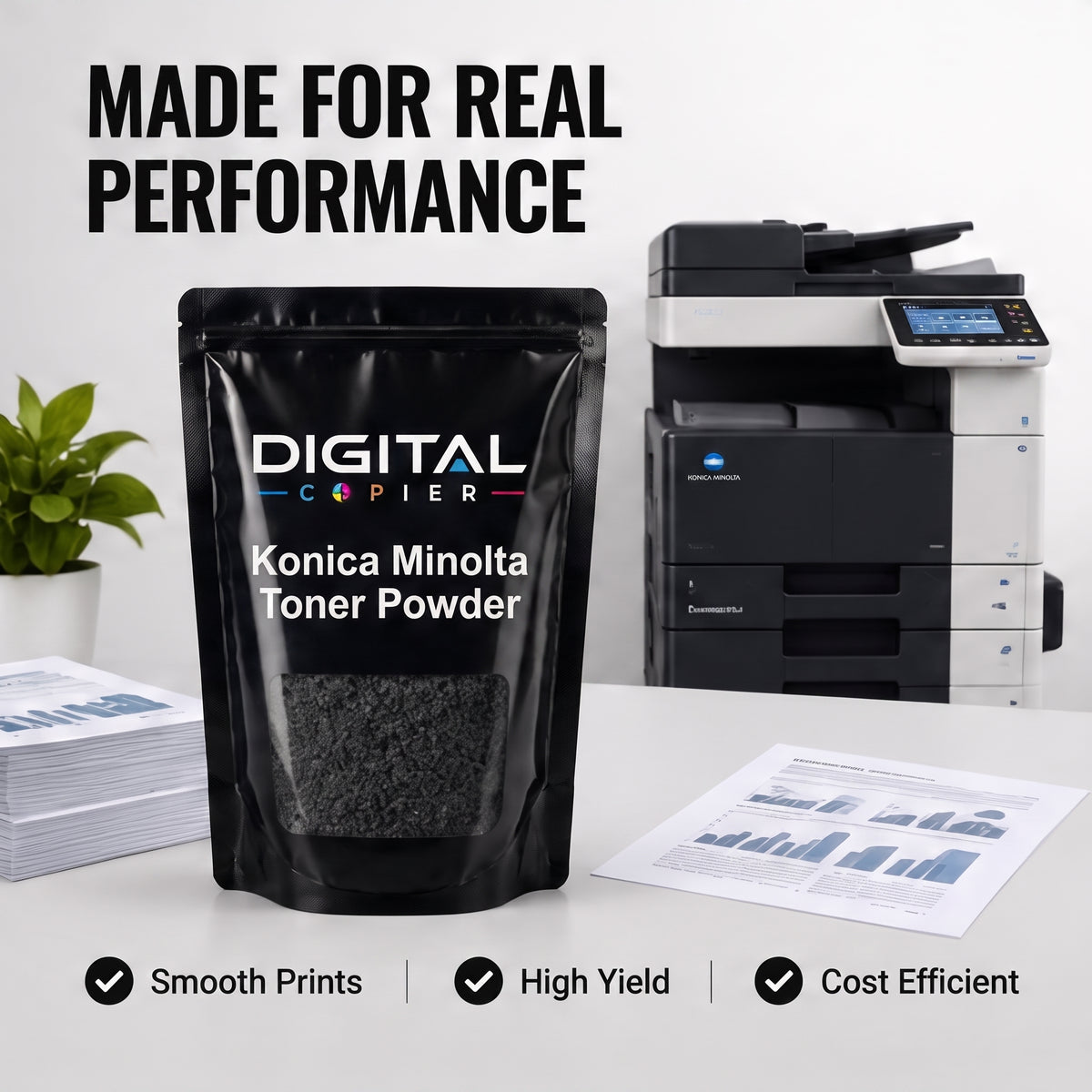 Digital Copier Konica Minolta Black Toner Powder | Compatible in C220 C308 C364 C458 C558 C658 Series | Black Foil Pouch Pack | Premium Quality | Value Price
