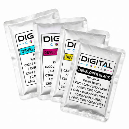 Digital Copier Konica Minolta Developer Powder Set of C,M,Y,K | Compatible in C220  C364 C458 C558 C658 | Quality Solution