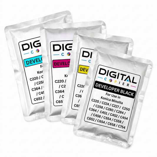 Digital Copier Konica Minolta Developer Powder Set of C,M,Y,K | Compatible in C220  C364 C458 C558 C658 | Quality Solution