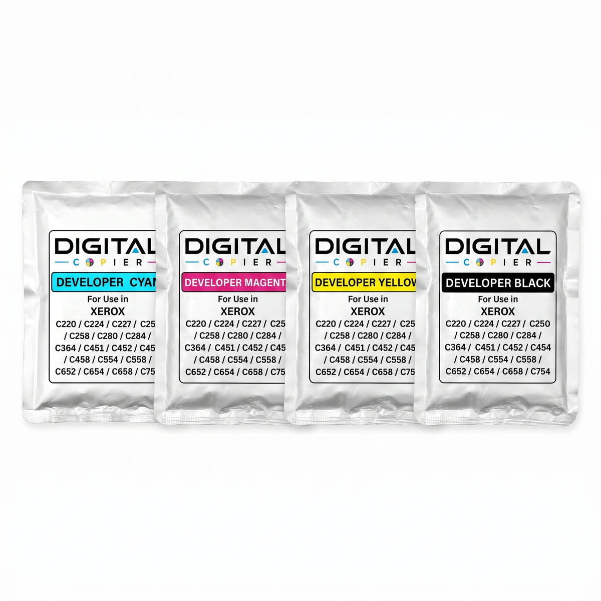 Digital Copier Konica Minolta Developer Powder Set of C,M,Y,K | Compatible in C220  C364 C458 C558 C658 | Quality Solution