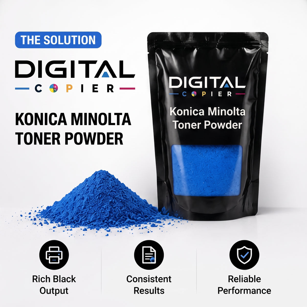 Digital Copier Konica Minolta Cyan Toner Powder | Compatible in C220 C250i  C308 C364 C458 C558 C658 Series | Black Foil Pouch Pack | Premium Quality | Value Price