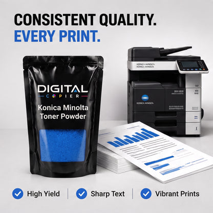 Digital Copier Konica Minolta Cyan Toner Powder | Compatible in C220 C250i  C308 C364 C458 C558 C658 Series | Black Foil Pouch Pack | Premium Quality | Value Price
