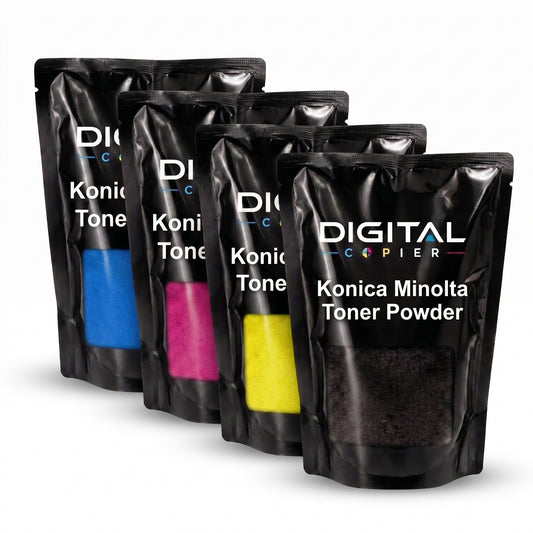Digital Copier Konica Minolta CMYK Toner Powder Set | Color Toner Refill Kit | Compatible for C224 C250i C364 C658 | Black Foil Pouch Pack | Durable Quality | Value Price