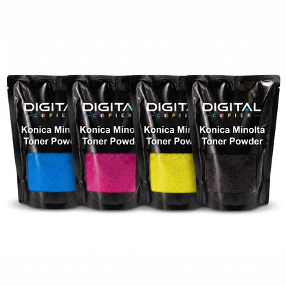 Digital Copier Konica Minolta CMYK Toner Powder Set | Color Toner Refill Kit | Compatible for C224 C250i C364 C658 | Black Foil Pouch Pack | Durable Quality | Value Price