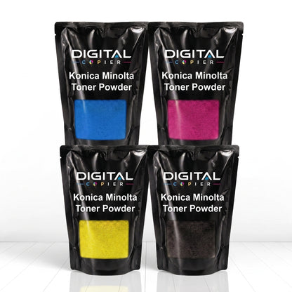 Digital Copier Konica Minolta CMYK Toner Powder Set | Color Toner Refill Kit | Compatible for C224 C250i C364 C658 | Black Foil Pouch Pack | Durable Quality | Value Price