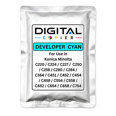 Digital Copier Konica Minolta Cyan Developer Powder for Photocopier Printing | Compatible in C220 C227 C364 C458 C658 Series | High Yield Performance | Premium Quality | Best Price