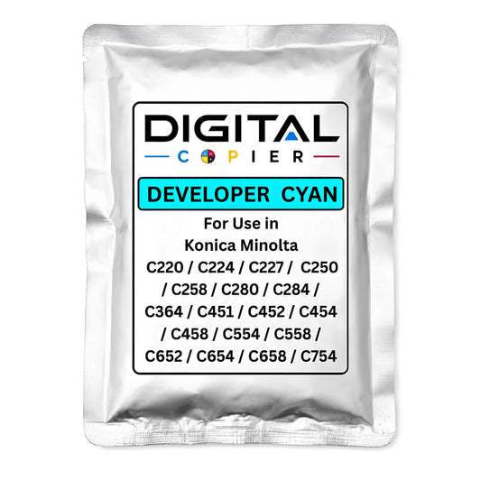 Digital Copier Konica Minolta Cyan Developer Powder for Photocopier Printing | Compatible in C220 C227 C364 C458 C658 Series | High Yield Performance | Premium Quality | Best Price