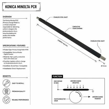Konica Minolta PCR | Primary Charge Roller | C256, C308, C456, C658, C360i | Durable Replacement | Affordable Price