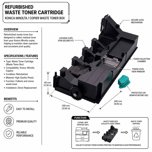 Digital Copier | Refurbished Konica Minolta Waste Toner Box | Compatible for C220 C360 C450 | Durable Reconditioned Unit | Budget Friendly
