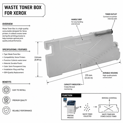 Digital Copier Refurbished Xerox C70 Waste Toner Box | Compatible for C70 J75 550 V80 | Durable Quality | Value Price