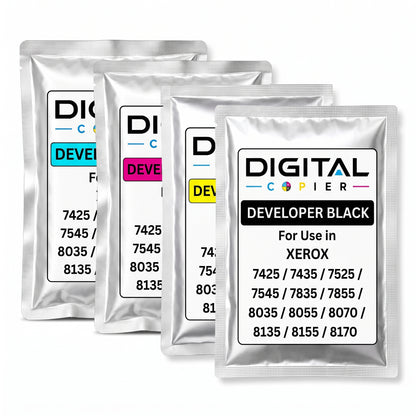 Digital Copier Xerox CMYK Developer Powder Set | Color Developer Powder Kit | Compatible in WorkCentre 7425 7830 7970 C7020 C8000 | Durable Quality | Value Price