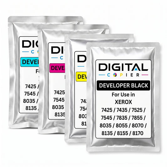 Digital Copier Xerox CMYK Developer Powder Set | Color Developer Powder Kit | Compatible in WorkCentre 7425 7830 7970 C7020 C8000 | Durable Quality | Value Price
