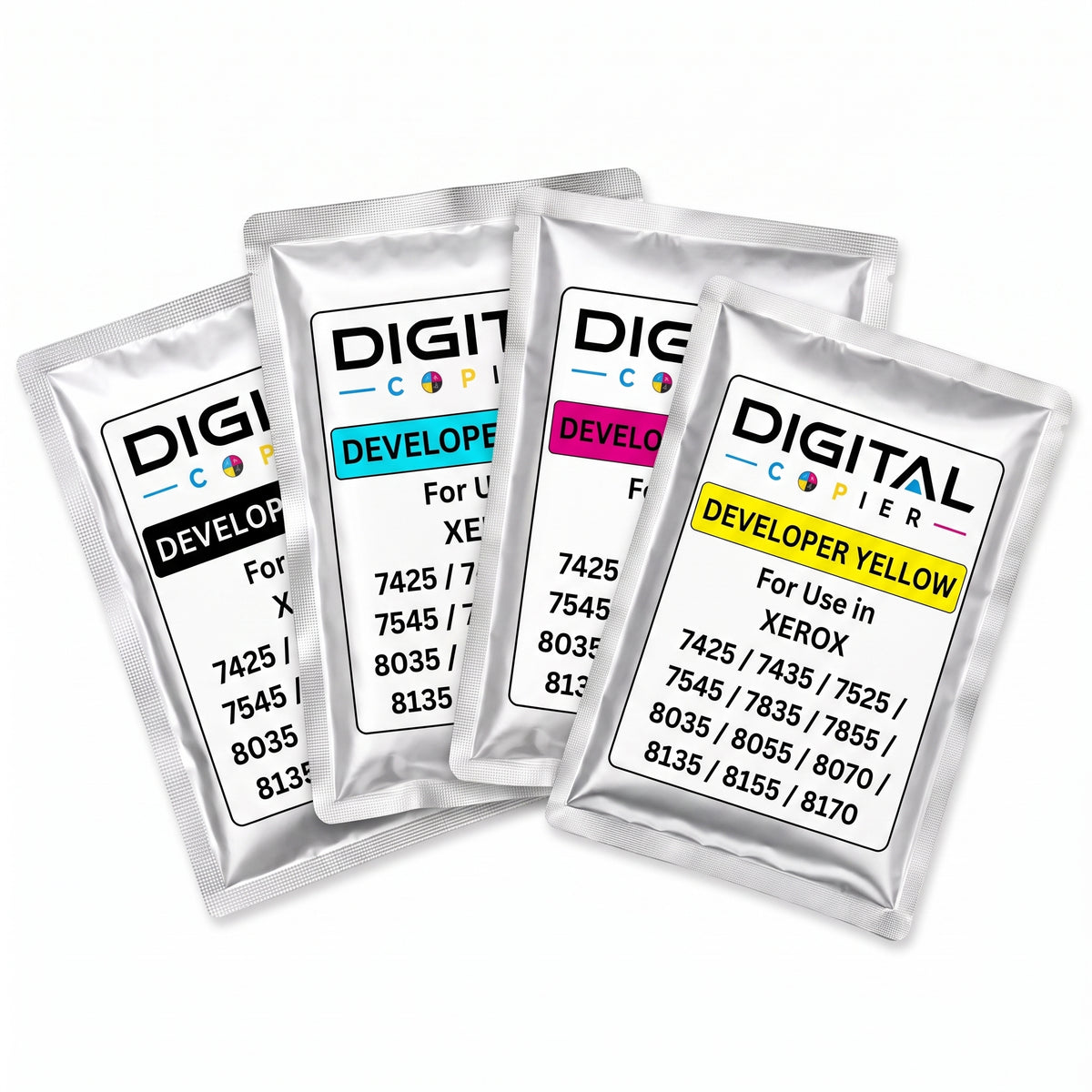 Digital Copier Xerox CMYK Developer Powder Set | Color Developer Powder Kit | Compatible in WorkCentre 7425 7830 7970 C7020 C8000 | Durable Quality | Value Price