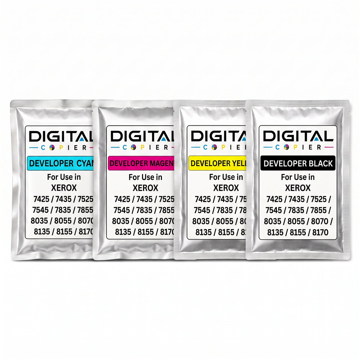 Digital Copier Xerox CMYK Developer Powder Set | Color Developer Powder Kit | Compatible in WorkCentre 7425 7830 7970 C7020 C8000 | Durable Quality | Value Price
