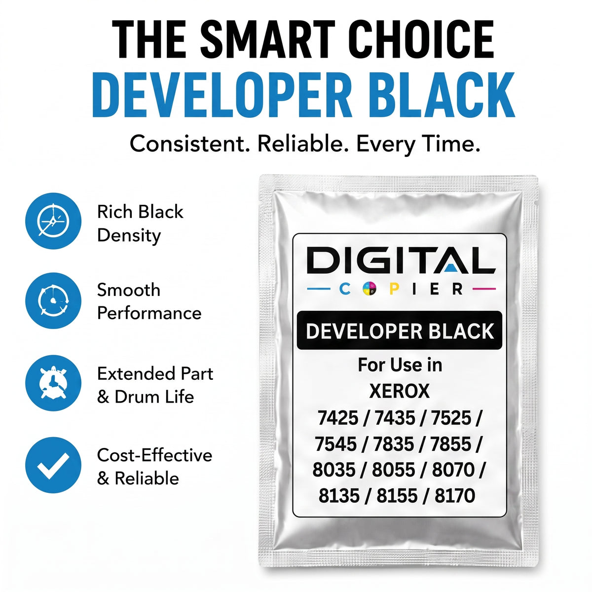 Digital Copier Xerox Black Developer Powder | OEM 675K67520 | Compatible in WorkCentre 7425 7830 7855 C7020 C8030 | Durable Quality | Value Price