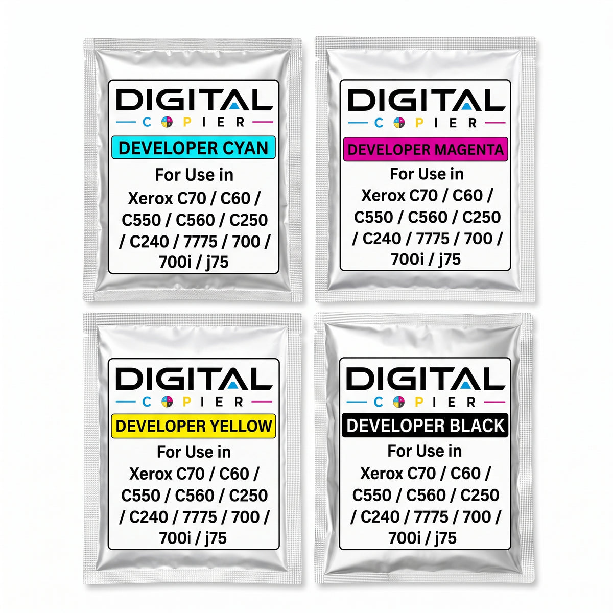 Digital Copier Xerox CMYK Developer Powder Set | Compatible for C70 DC250 J75 550 | Durable Quality | Value Price
