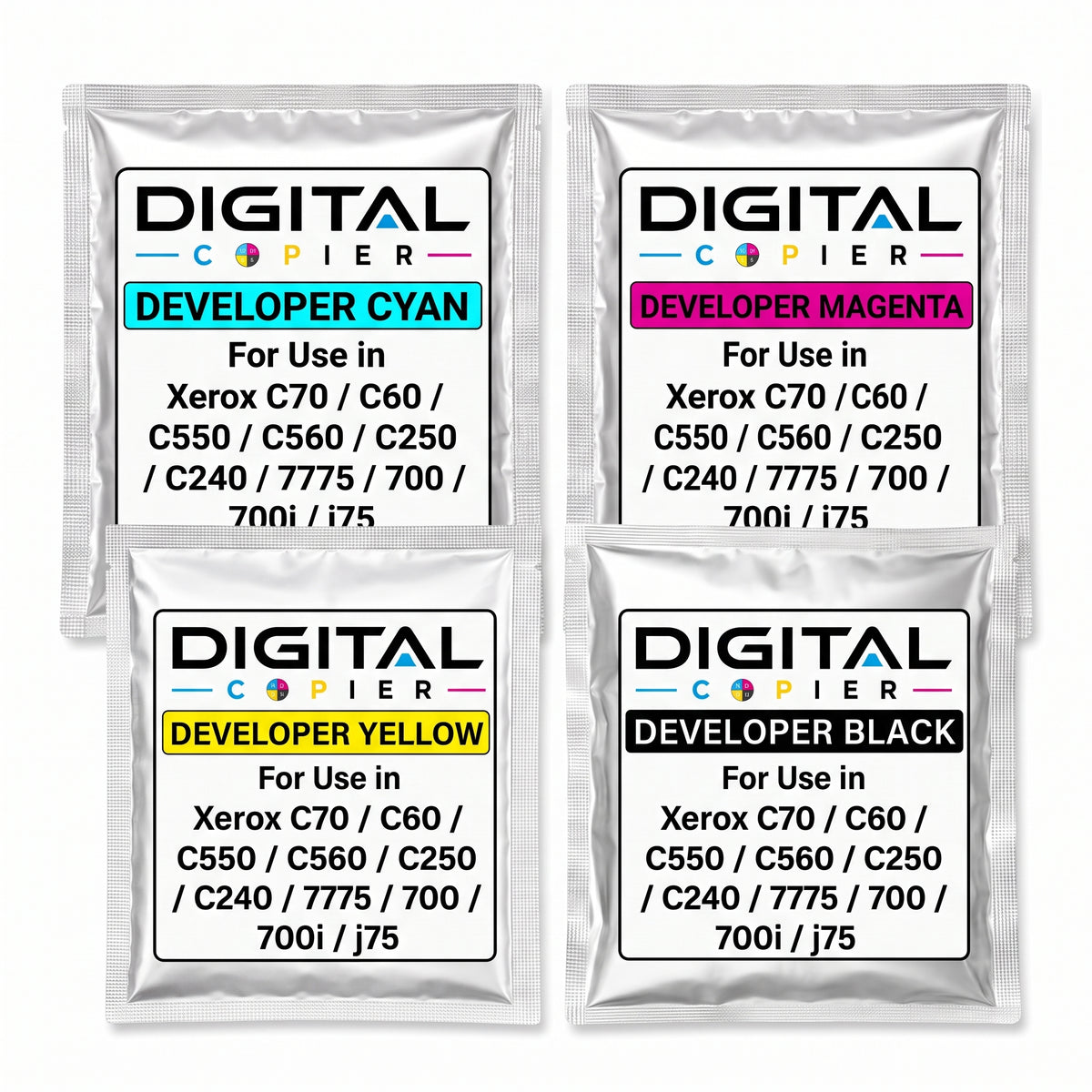 Digital Copier Xerox CMYK Developer Powder Set | Compatible for C70 DC250 J75 550 | Durable Quality | Value Price