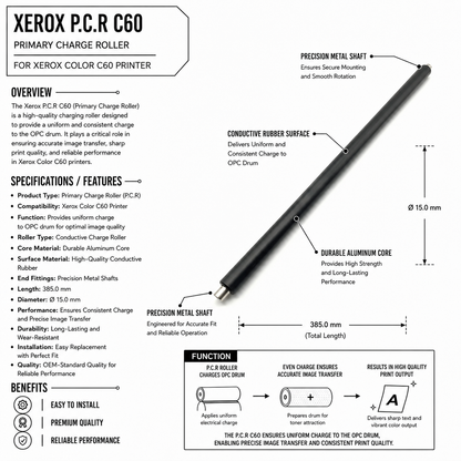 Digital Copier Xerox CMY PCR Roller | Cyan Magenta Yellow Primary Charge Roller | Compatible in Color 550 C60 C70 DC250 J75 C75 | Durable Quality | Value Price