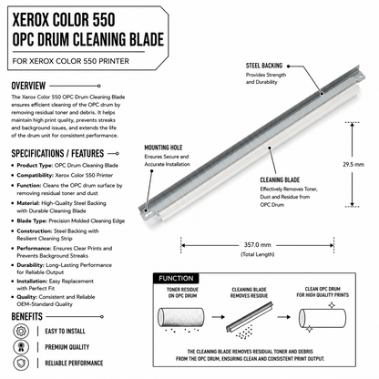 Digital Copier Xerox Black OPC Drum Cleaning Blade | Compatible for 550 C70 DC250 J75 | Durable Quality | Value Price
