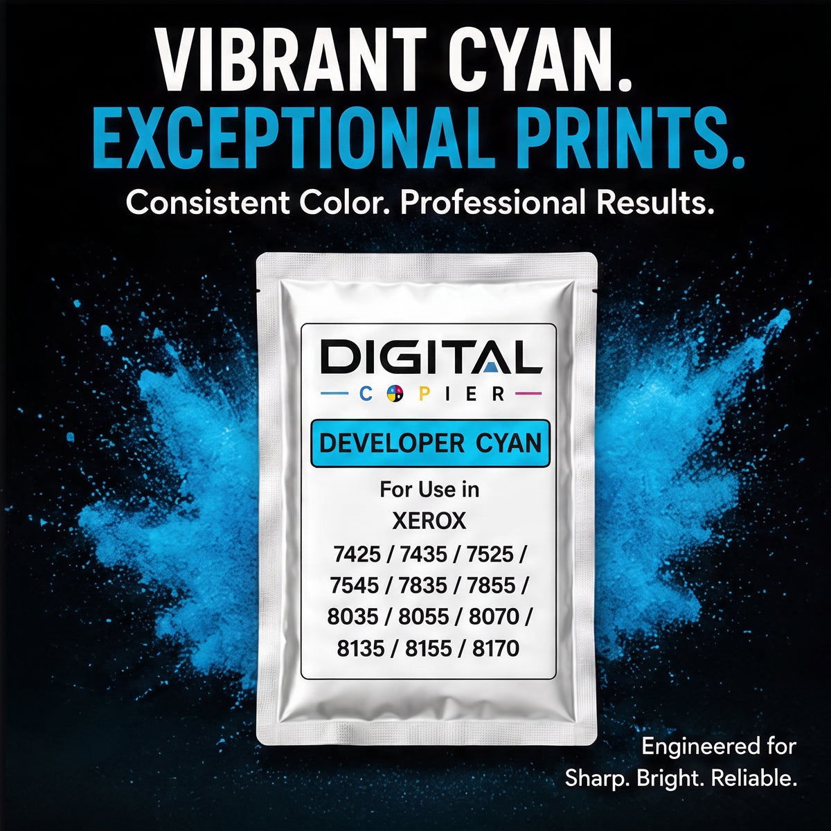 Digital Copier Xerox Cyan Developer Powder | OEM 675K67530 | Compatible in WorkCentre 7425  7855 7970 C7020 C8030 7500 | Durable Quality | Value Price