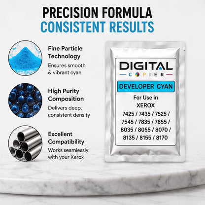 Digital Copier Xerox Cyan Developer Powder | OEM 675K67530 | Compatible in WorkCentre 7425  7855 7970 C7020 C8030 7500 | Durable Quality | Value Price