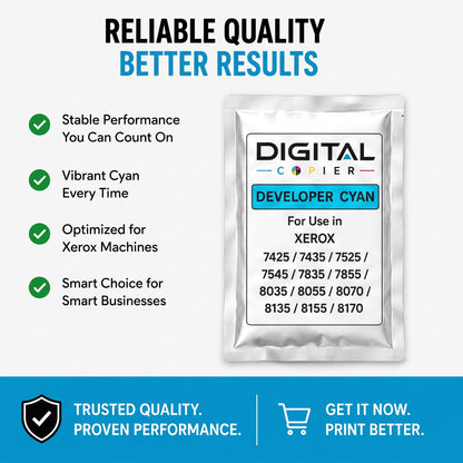 Digital Copier Xerox Cyan Developer Powder | OEM 675K67530 | Compatible in WorkCentre 7425  7855 7970 C7020 C8030 7500 | Durable Quality | Value Price