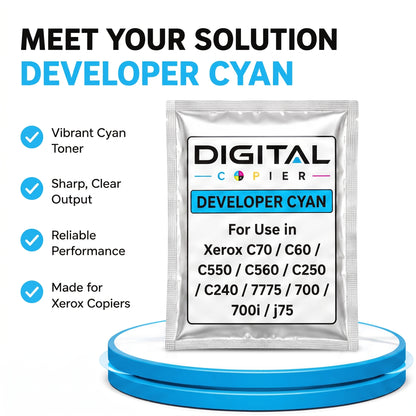 Digital Copier Xerox Cyan Developer Powder | Compatible in Color C60 DCP770 DC250 J75 C75 550  | OEM Quality Developer Powder | Durable Quality | Value Price