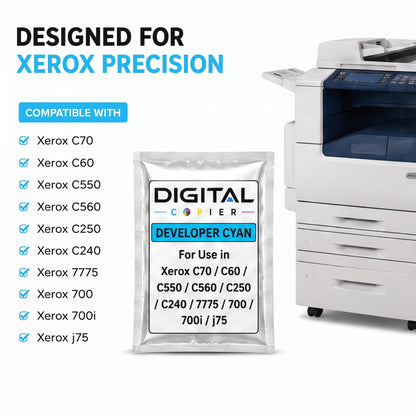 Digital Copier Xerox Cyan Developer Powder | Compatible in Color C60 DCP770 DC250 J75 C75 550  | OEM Quality Developer Powder | Durable Quality | Value Price