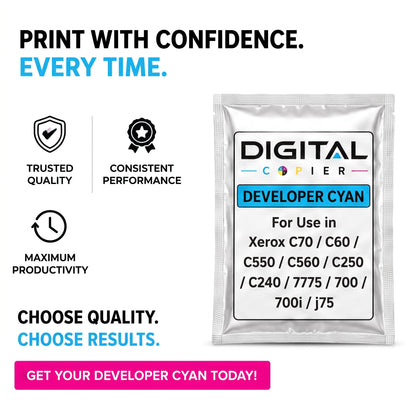 Digital Copier Xerox Cyan Developer Powder | Compatible in Color C60 DCP770 DC250 J75 C75 550  | OEM Quality Developer Powder | Durable Quality | Value Price